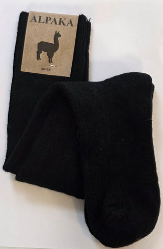 Knælange sokker i 92 % Alpakauld - Sort
