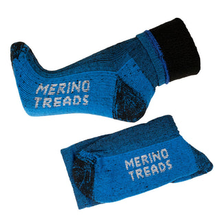 Blå Merino Treads-vandresokker med kontrastfelter.