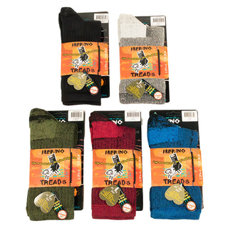 Merino Treads-vandresokker i sort, grå, grøn, rød og blå, samlet med produktmærker.