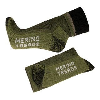 Grønne Merino Treads-vandresokker med kontrastfelter.