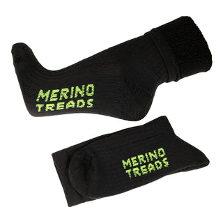 Sorte Merino Treads-vandresokker med kontrastfelter.