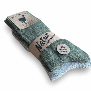 Uldsokker alpaka 88% uld Grøn & Silver str 35-50